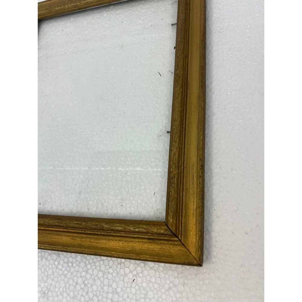 Vintage Art Deco Nouveau Gold Wood Picture Frame w Glass 7x9 gilt 1930s 1940s